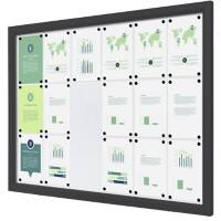 SHOWDOWN Vitrine Magnetisch 18 x A4 Wandmontage Afsluitbaar Buiten 141 (B) x 101,2 (H) cm Antraciet