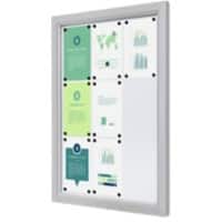 SHOWDOWN Vitrine Magnetisch 9 x A4 Wandmontage Afsluitbaar Buiten 75 (B) x 101,2 (H) cm Zilver