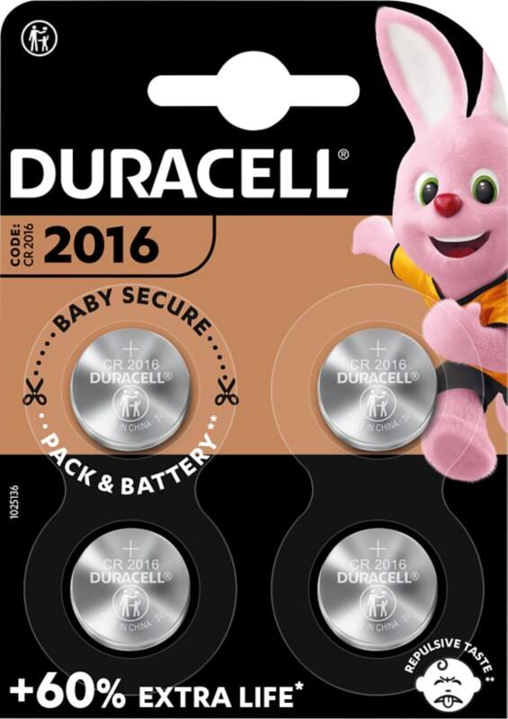 Duracell knoopcel 5000394119314 CR2016 4 stuks