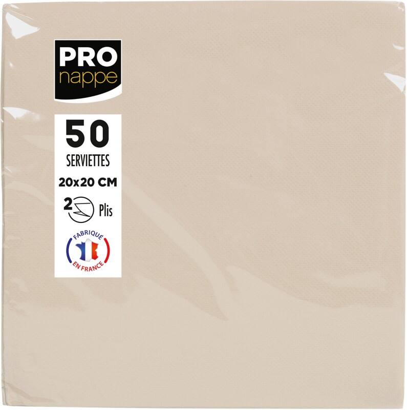 PROnappe Servetten 2-laags Crème 10 x 10 x 9,5 cm 50 Stuks