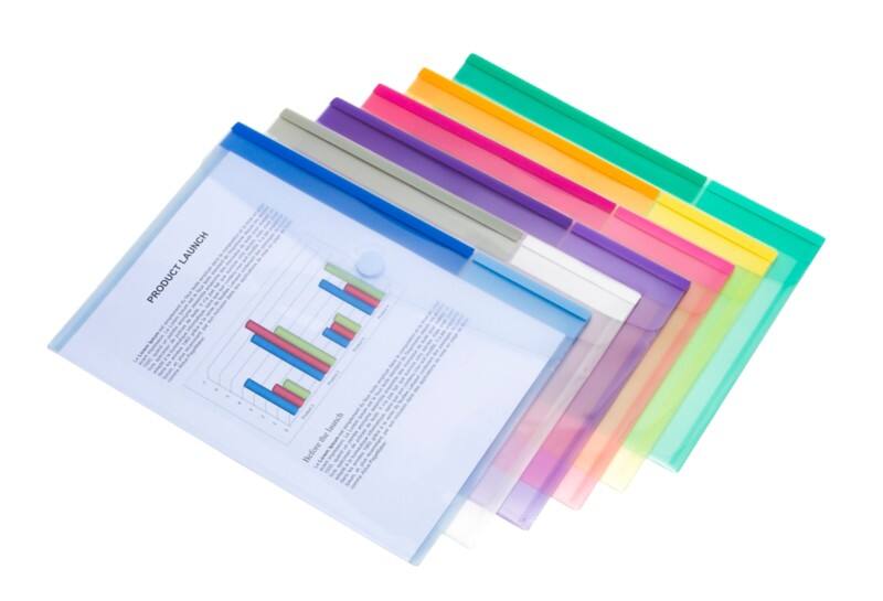 Djois Color Collection Opbergvakken A4 Klittenbandsluiting PP (Polypropeen) Liggend 2 (B) x 26 (D) x 31,5 (H) cm Kleurenassortiment 6 Stuks