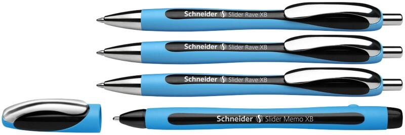 Schneider Slider Rave XB Balpen Zwart 0,7 mm Extra breed Balpen +1 Schneider Slider Memo XB gratis 4 Stuks