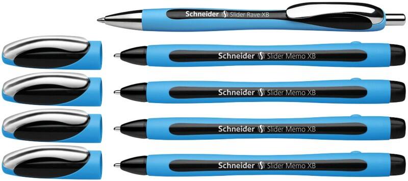 Schneider Slider Rave XB Balpen Zwart 0,7 mm Balpen +1 Slider Rave XB 5 Stuks