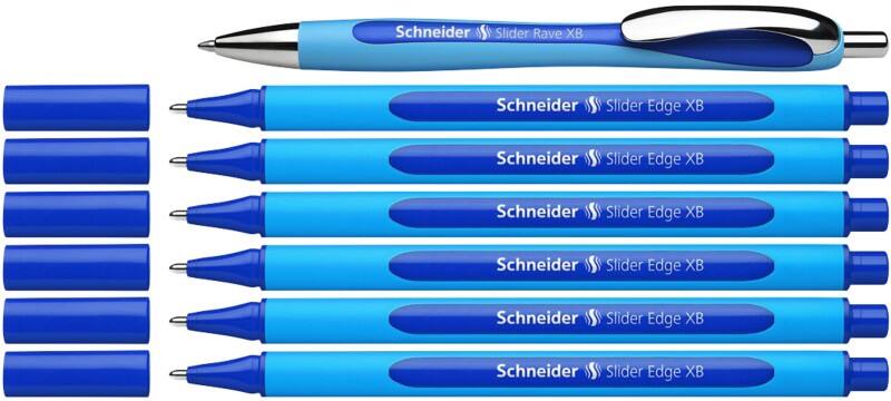 Schneider Slider Edge XB Balpen Blauw 0,7 mm Extra breed Balpen + 1 Slider Rave XB 7 Stuks