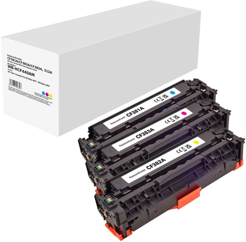 CF440AM Compatibel HP Tonercartridge Cyaan, magenta, geel 3 stuks