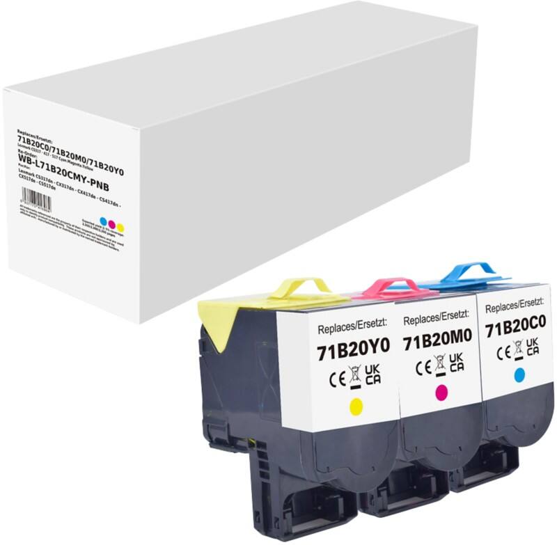 Compatibel Lexmark Tonercartridge Cyaan, magenta, geel 3 stuks