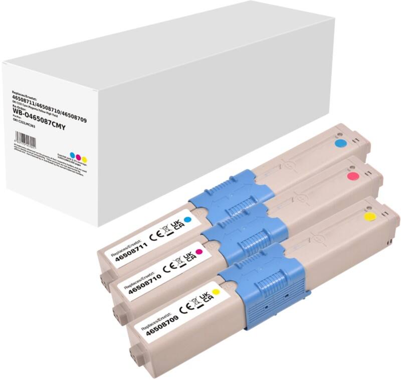 Compatibel OKI Tonercartridge Cyaan, magenta, geel 3 stuks