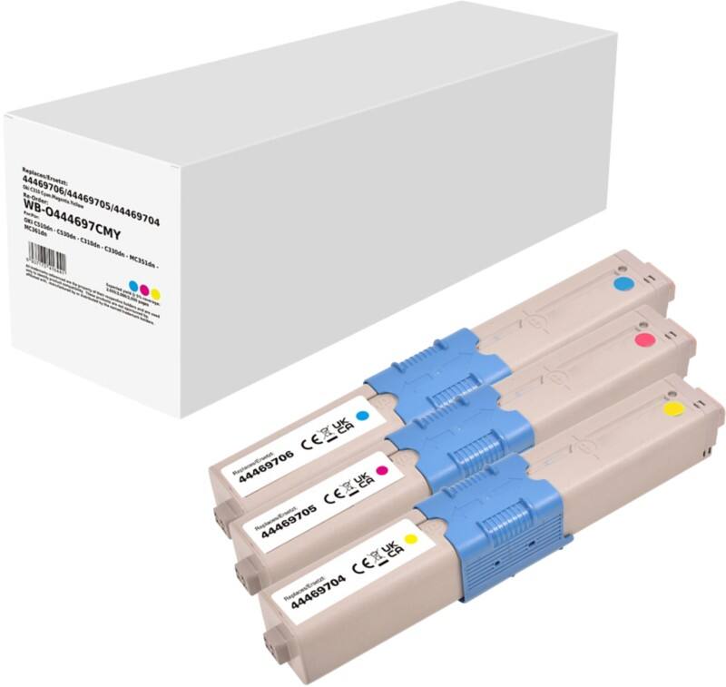 Compatibel OKI Tonercartridge Cyaan, magenta, geel 3 stuks