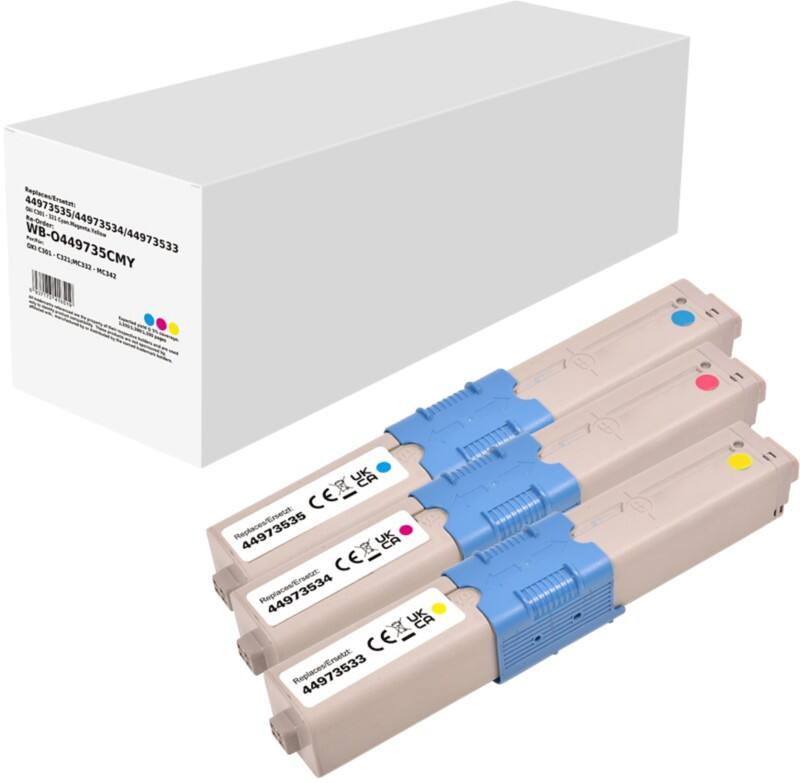 Compatibel OKI Tonercartridge Cyaan, magenta, geel 3 stuks