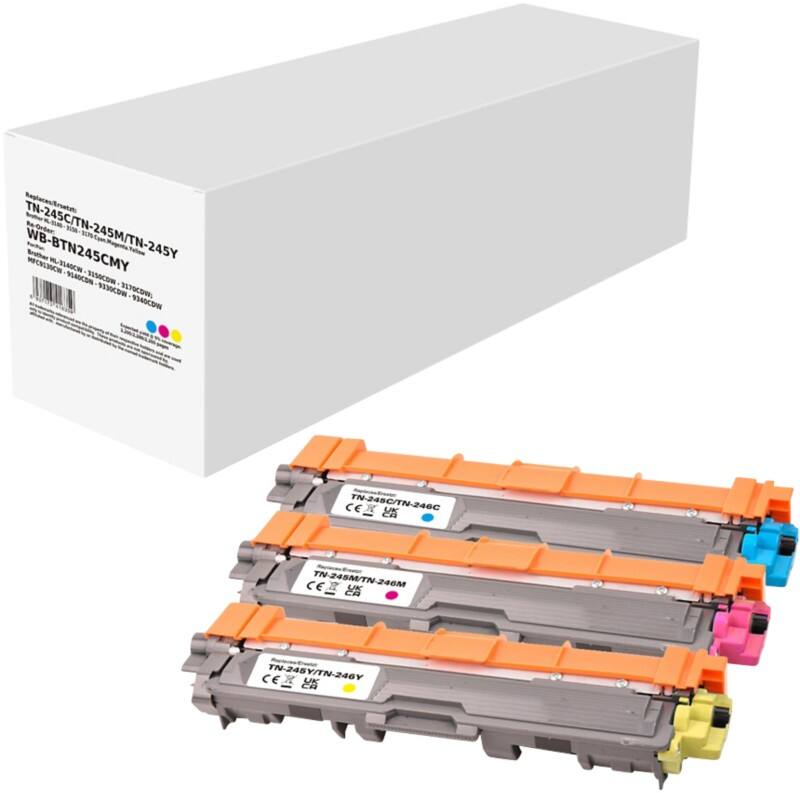 TN-245C/C/M/Y Compatibel Brother Tonercartridge Cyaan, magenta, geel 3 stuks
