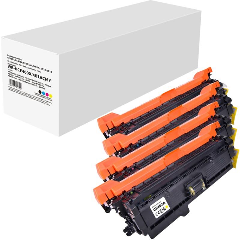 CE400X/CE401A/CE402A/CE403A Compatibel HP Tonercartridge Zwart, cyaan, magenta, geel 4 stuks