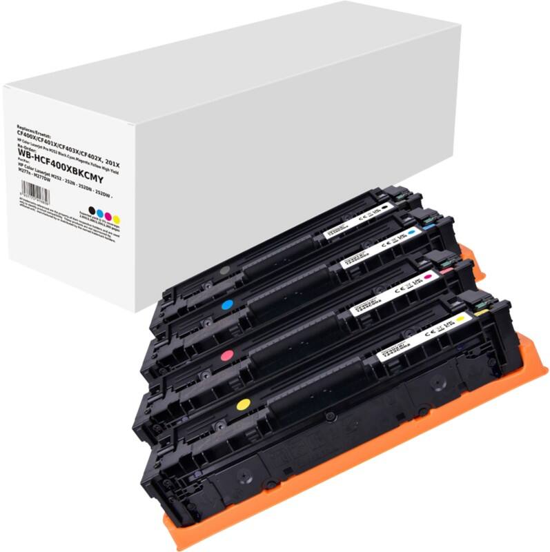 CF400X/CF401X/CF402X/CF403X Compatibel HP Tonercartridge Zwart, cyaan, magenta, geel 4 stuks