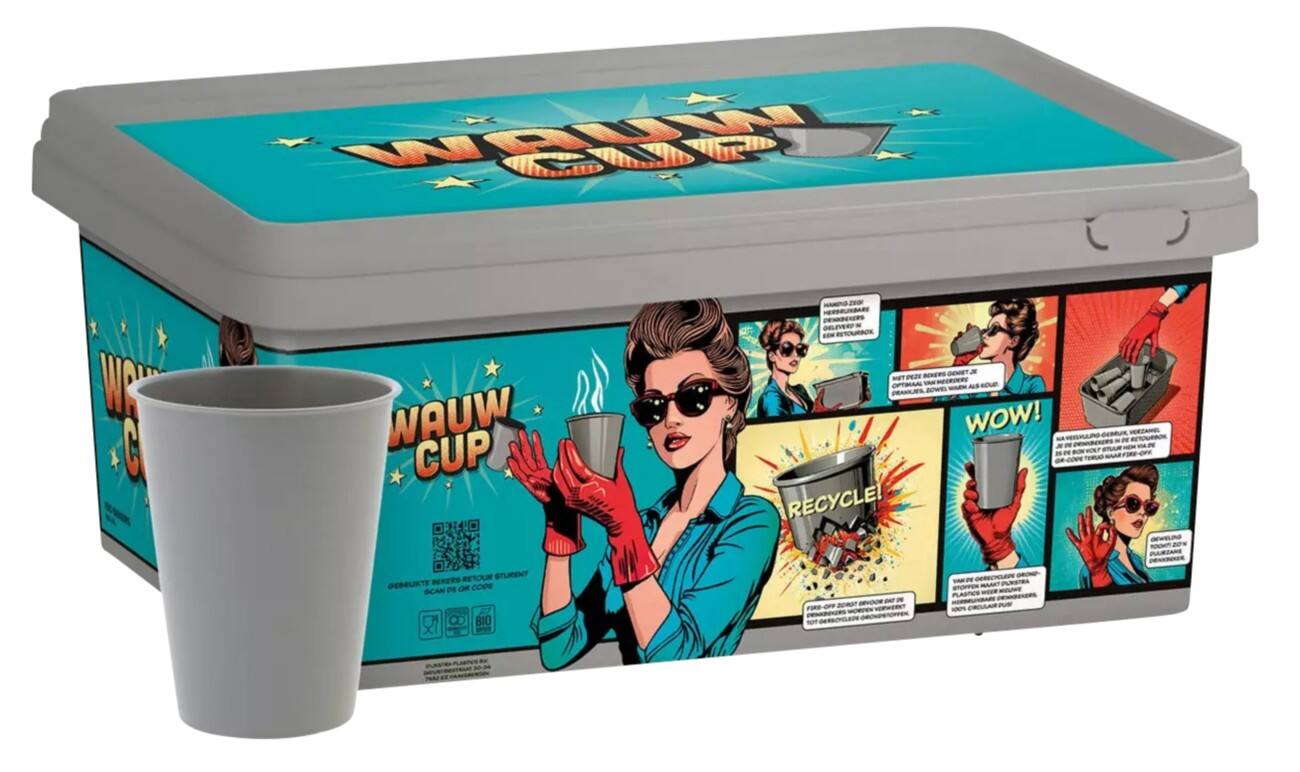 PAPSTAR Take and Return Box Wauw Niet-wegwerp Herbruikbare beker Kunststof Grijs, groen 150 mm 150 Stuks à 180 ml