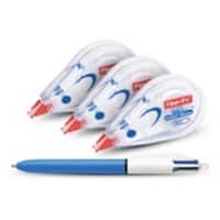 Tipp-Ex Mini Pocket Correctieroller 5 mm x 6 m Transparant + BIC 4 Kleuren Balpen
