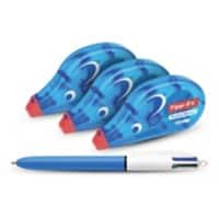 Tipp-Ex Pocket Mouse Correctieroller 4,2 mm x 10 m + BIC 4 Kleuren Balpen