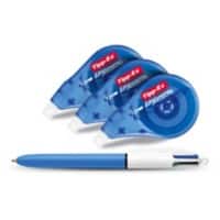 Tipp-Ex Easy Correct Correctieroller 4,2 mm x 12 m 3 Stuks + BIC 4 Kleuren Balpen