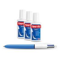 Tipp-Ex Rapid Correctievloeistof Wit 20 ml + BIC 4 Kleuren Balpen