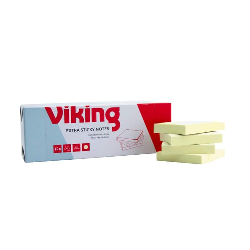 Viking Zelfklevende memoblaadjes Vierkant 51 x 51 mm Blanco Geel 12 Stuks à 90 Vellen