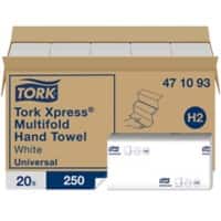 Tork Xpress Multifold Universal Handdoek H2 Wit 1-laags 471093 20 Stuks à 250 Vellen