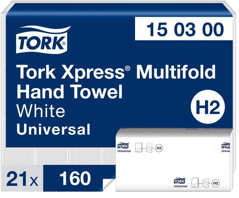 Tork Xpress Multifold Universal  Handdoek H2 Z-vouw Wit 2-laags 150300 21 Stuks à 160 Vellen
