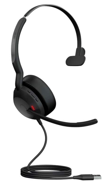 Jabra Evolve2 50 UC Bedraad Headset Over het hoofd USB Zonder Bluetooth Met microfoon Mono Zwart