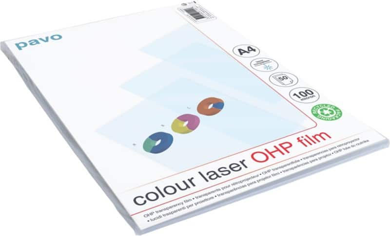 Pavo Colour Laser Folie A4 Transparant 21 cm x 29,7 cm Pak van 50