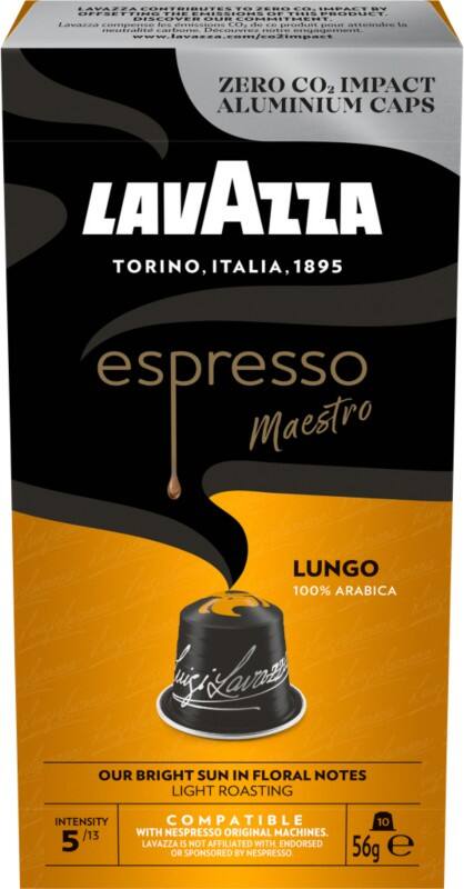 Lavazza Espresso Lungo Koffiecups Nespresso Capsules 5/13 Light Arabica 10 Stuks