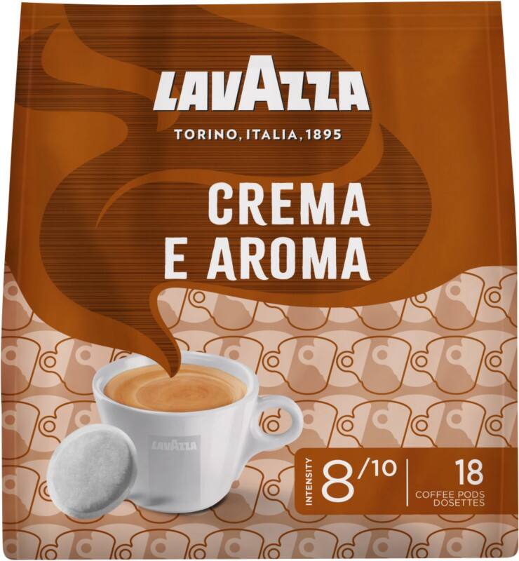 Lavazza Crema e Aroma Koffiepads Arabica en Robusta Intensiteit 8/10 Medium 18 Stuks