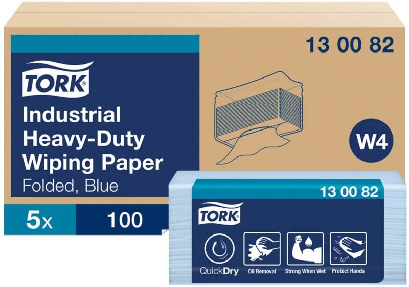 Tork Heavy Duty  Poetspapier W4 Blauw 3-laags 0,558 m 130082 5 Rollen à 100 Vellen