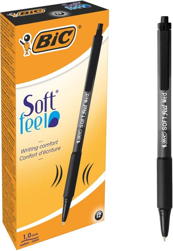 BIC Soft Feel SoftFeel® Intrekbaar Balpen Zwart 0,4 mm Medium Balpen 12 Stuks