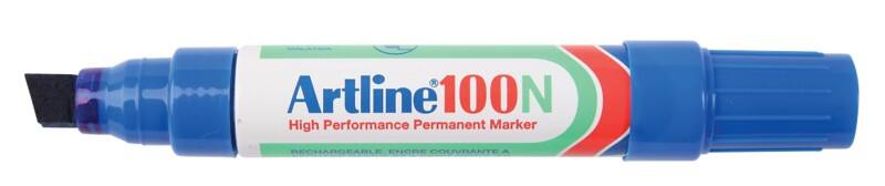 Artline 100N Permanentmarker Extra breed Beitelpunt 7,5 - 12,0 mm Blauw Navulbaar Waterbestendig 12 Stuks