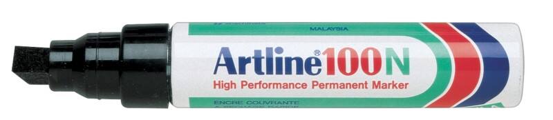Artline 100N Permanentmarker Extra breed Beitelpunt 7,5 - 12,0 mm Zwart Navulbaar Waterbestendig 12 Stuks