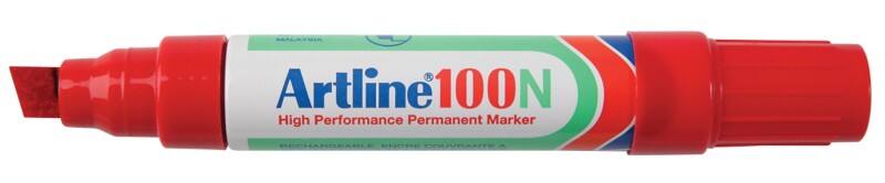 Artline 100N Permanentmarker Extra breed Beitelpunt 7,5 - 12,0 mm Rood Navulbaar Waterbestendig 12 Stuks