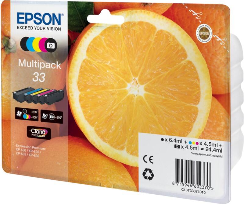 Epson 33 Origineel Inktcartridge C13T33374011 Zwart, foto zwart, cyaan, magenta, geel Multipack 5 Stuks