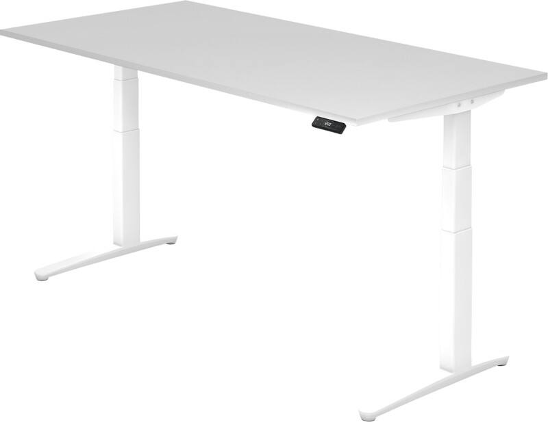Hammerbacher XBHM VXBHM Elektrisch hoogteverstelbaar Zit-sta-bureau Rechthoekig Wit C-Voet 2.000 (B) x 1.000 (D) x 1.290 (H) mm Spaanplaat, Staal, Aluminium