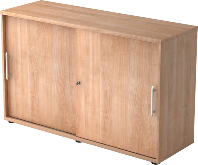 Hammerbacher Schuifdeurkast Spaanplaat 1 Plank Afsluitbaar 1.200 x 400 x 748 mm Walnoot Walnoot