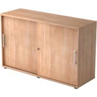 Hammerbacher Schuifdeurkast Spaanplaat 1 Plank Afsluitbaar 1.200 x 400 x 748 mm Walnoot Walnoot