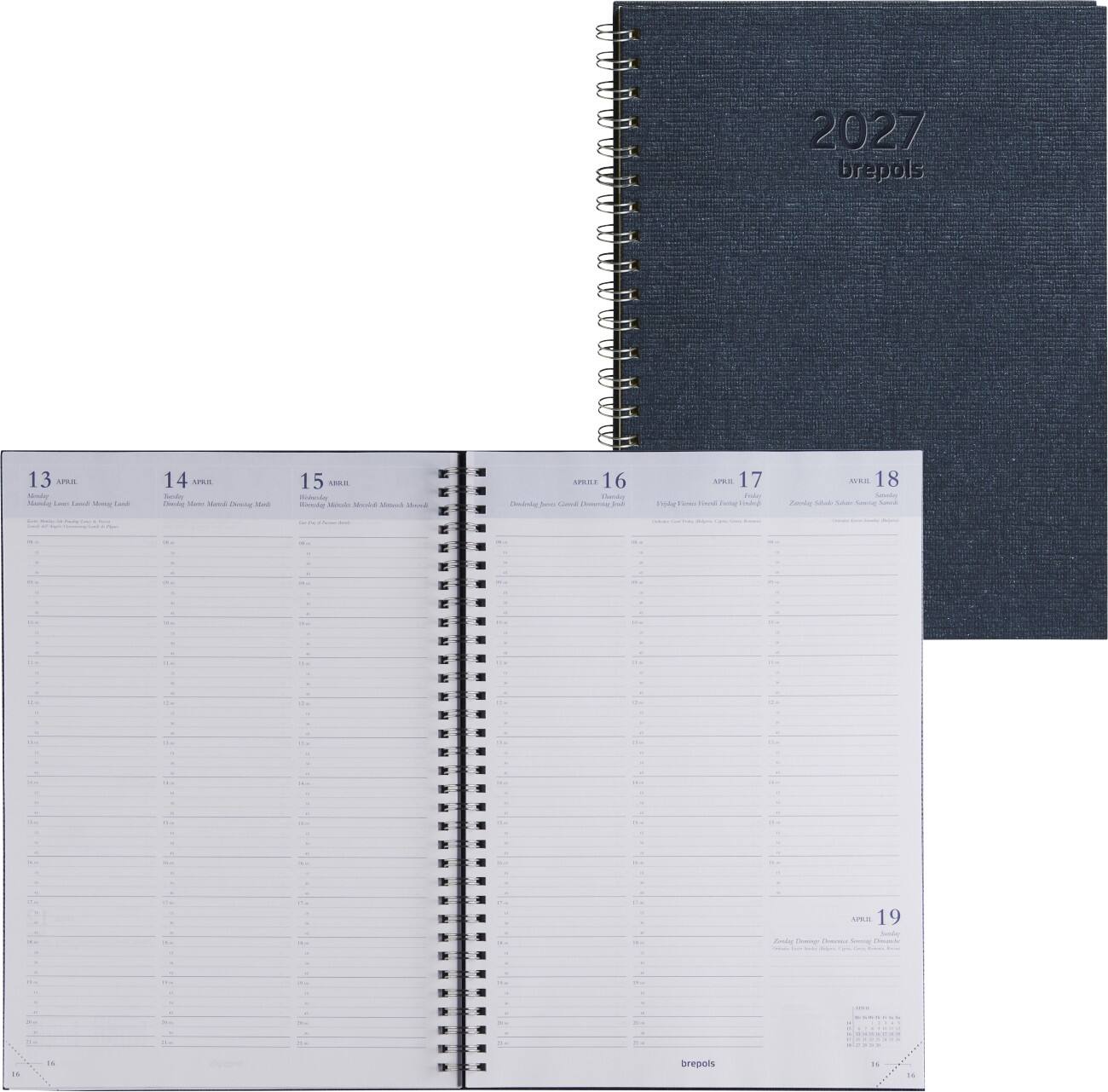 Brepols KAZAR Agenda 2027 A4 1 Week per 2 pagina's Duits, Engels, Frans, Italiaans, Nederlands, Spaans Blauw 0,030,0685,06,4,0