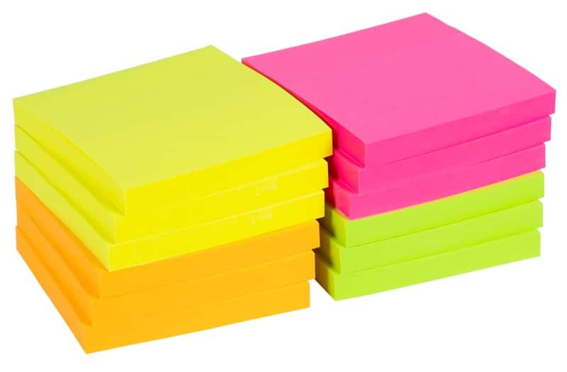 Viking Zelfklevende notes 76 x 76 mm Kleurenassortiment Neon 12 Blokken van 100 Vellen