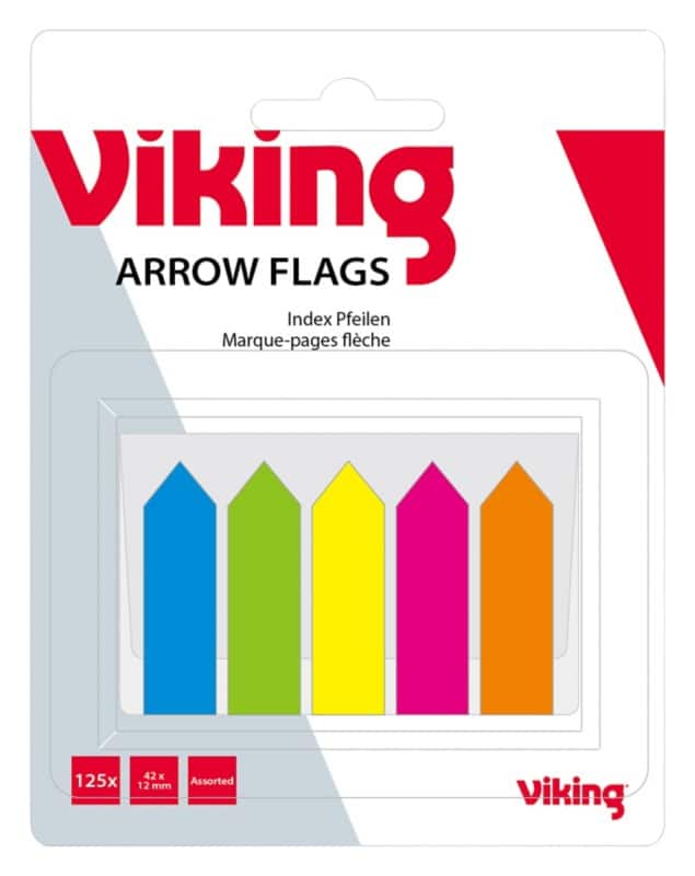 Viking Pijlen Index Kleurenassortiment Blanco Speciaal 12 x 105 x 45 mm 70 g/m² 5 Stuks à 25 Strips