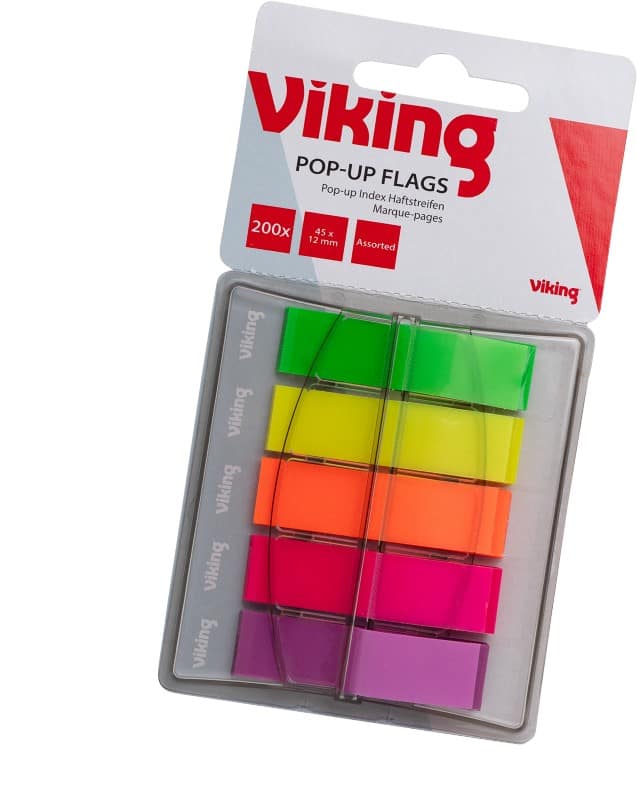 Viking Index Rechthoekig 1,2 x 7 x 4,5 cm Kleurenassortiment Pop Up 5 Stuks à 40 Strips