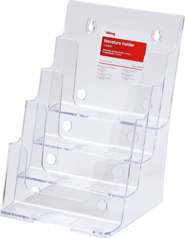 Viking Folderrek Staand 4 vakken A5 Transparant Plastic 165 x 254 x 159 mm