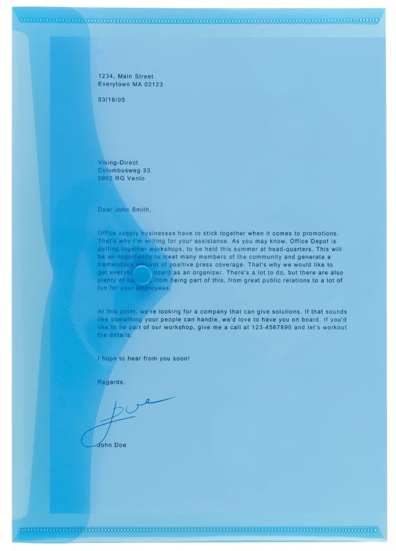 Viking Documentmap A4 Drukknop PP (Polypropeen) Liggend 23,5 (B) x 33,5 (H) cm Blauw, transparant 5 Stuks