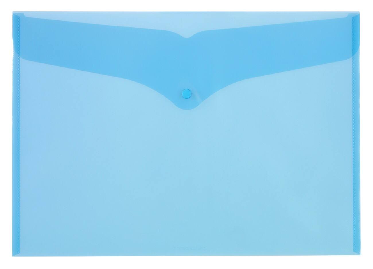 Office Depot Documentmappen A3 Transparant blauw Polypropyleen Drukknopsluiting 32 x 45,6 cm 5 Stuks