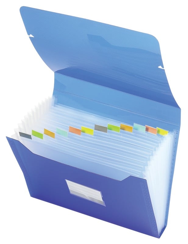 Viking Documentmap 13 vakken A4 Transparant blauw Polypropyleen 33 x 24 cm