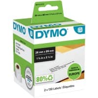 Dymo LW S0722370 / 99010 Authentiek Adresetiketten Zelfklevend Wit 28 x 89 mm 2 Rollen à 130 Etiketten