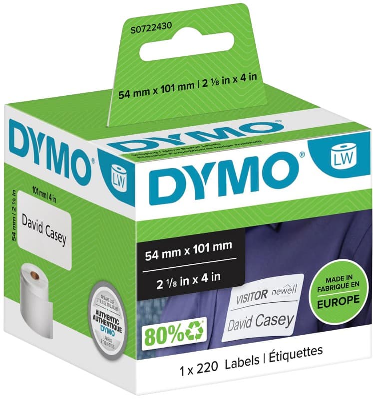 DYMO LW Adresetiketten Authentiek 99014 S0722430 Zelfklevend Zwart op Wit 54 x 101 mm 220 Etiketten