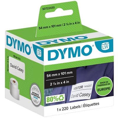 DYMO LW Adresetiketten Authentiek 99014 S0722430 Zelfklevend Zwart op Wit 54 x 101 mm 220 Etiketten