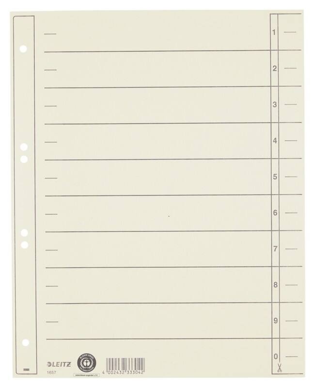 Leitz 1 tot 10 Tabbladen A4+ Chamois 10 tabs Karton 1657-00-11 100 Stuks