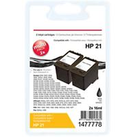 Office Depot Compatibel HP 21 Inktcartridge C9351AE Zwart Duopack 2 Stuks